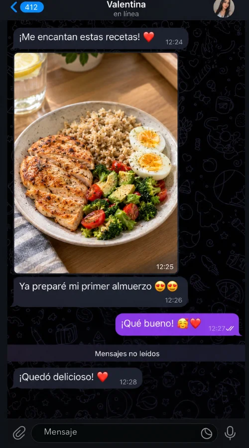 Captura de testimonio real 1 de una compradora del recetario