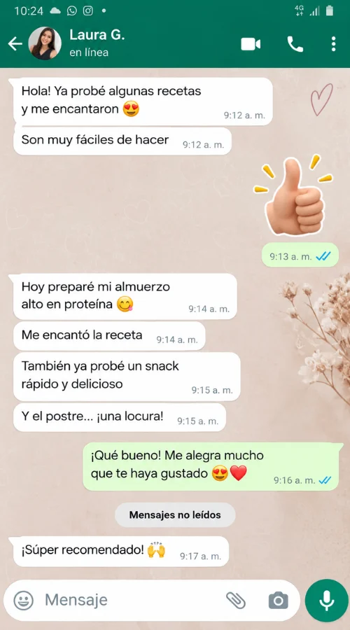Captura de testimonio real 4 de una compradora del recetario